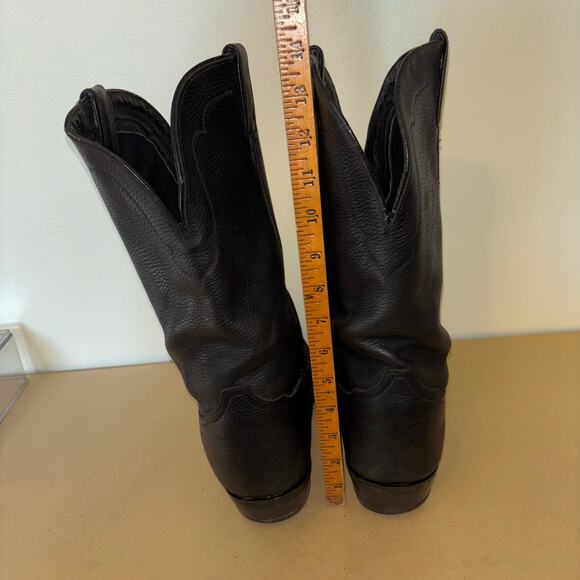 Vintage Tony Lama Men’s 12 Black Leather Cowboy Boots Western Classic USA Made - Picture 6 of 8